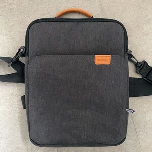 Modern Black Laptop Bag with Tan Handle